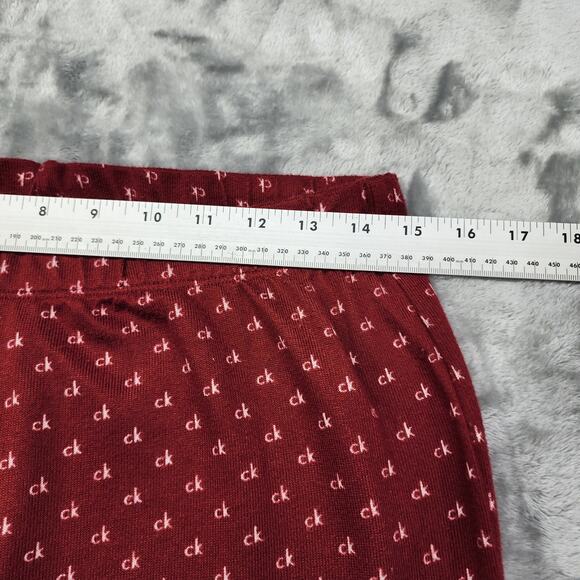 Calvin Klein Pajama Pants Womens M Red White All Over Logo Fleece Jogger Lounge - Picture 5 of 9